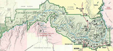 National Park Service map of the Grand Canyon.