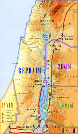 Distribution of Palestinian Giants in the time of Abraham, ca. 2000 b.c., and the Elamite conquest