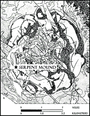 Serpent Mound, Adams County, Ohio. Click here for a larger version.