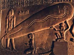 The 'lightbulb' relief at the Temple of Hathor at Dendera, Egypt