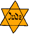 'Jude' Star of David symbol used by the Nazis to identify Jews during World War II.