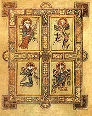 'The Four Evangelists' (folio 27v) from The Book of Kells. Image © Trinity College.